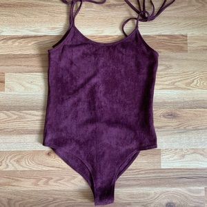 Me to We Velvet Tie Bodysuit
